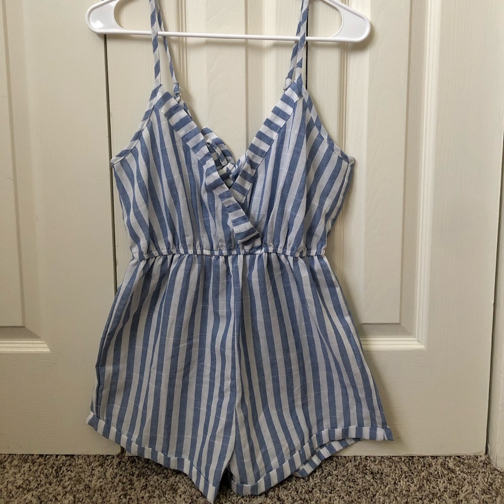 Blue/white Striped Romper (Small/Medium)